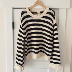 H&M Black and Cream Striped Sweater